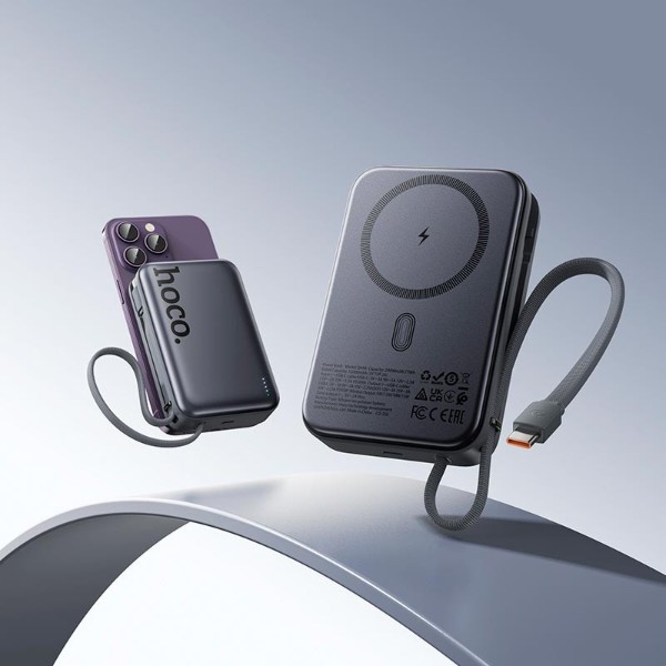 Фото - Батарея мобильная HOCO Q44A Origen Dual PD45W Magnetic с кабелем Type-C 20000 mAh Metal Gray (715653)